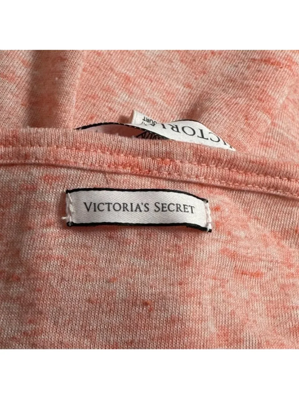 Victoria's Secret Coral V-Neck T-Shirt M Polyester/Linen Blend Beachy Vacation - Picture 6 of 12